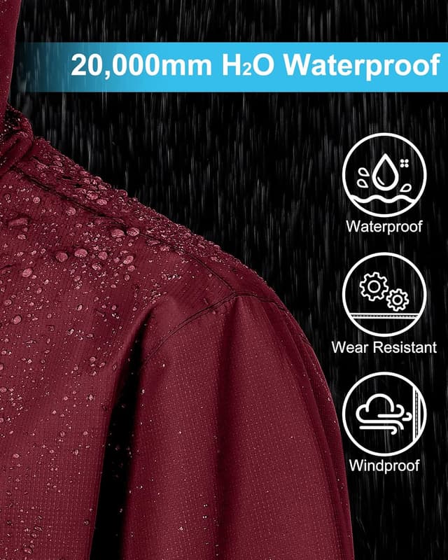 Detalle de Tyhengta Women’s Waterproof Rain Jacket (Packable, Hooded) with Zip Pockets