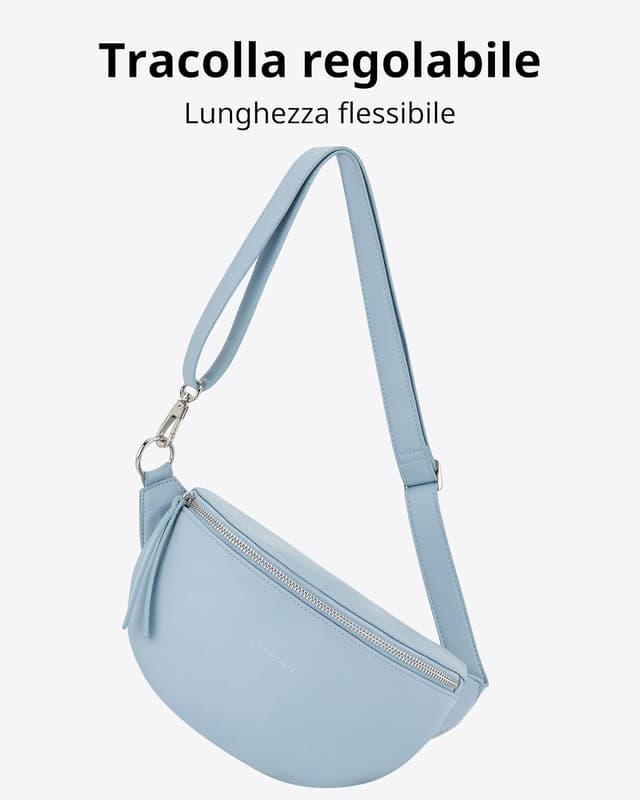 Detalle de Expatrié Marsupio Donna Alice Small azzurro: borsello compatto per festival, viaggi e uso quotidiano