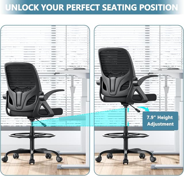 Thumbnail 4 de Kensaker Tall Drafting Chair 2" Lumbar Support