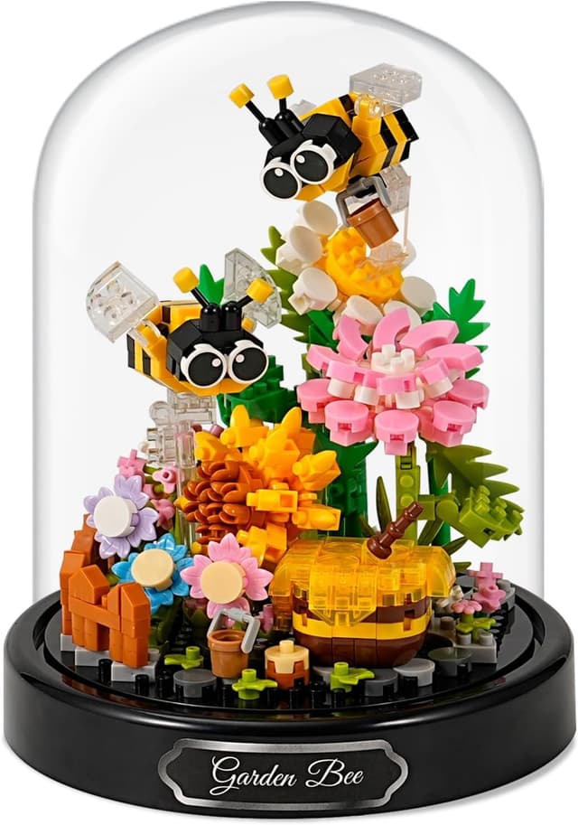 Detalle de Mini Animals Flower Building Set (588 pcs) – Butterflies, Bees & Flowers Blocks with Transparent Cover