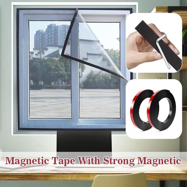 Detalle de BUZIFU Magnetband Selbstklebend A+B (3 m + 3 m) – Magnetstreifen für Fliegengitter & Moskitonetze, 15 mm breit