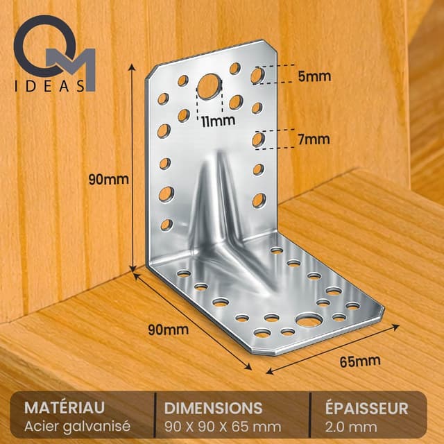 Detalle 2 de OMIDEAS Équerre renforcée 90x90x65 mm