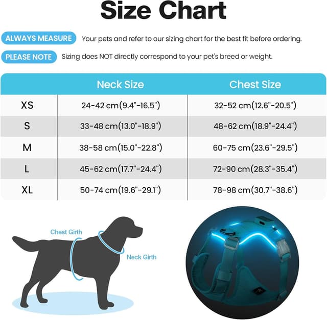 Detalle de Feycig LED Hundegeschirr X-Large, 3 Modi