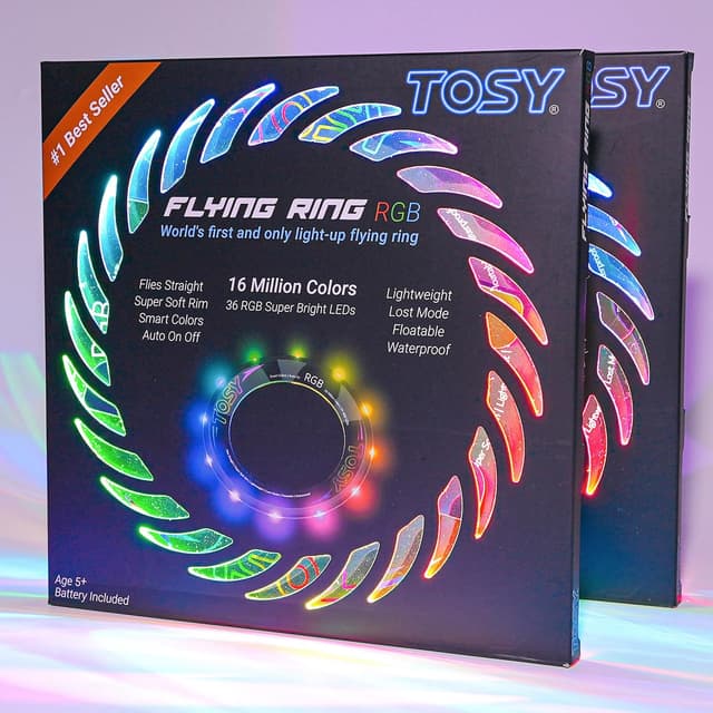 Detalle de TOSY Flying Ring 2-pack (36 RGB LEDs) – waterproof flying disc for kids and teens