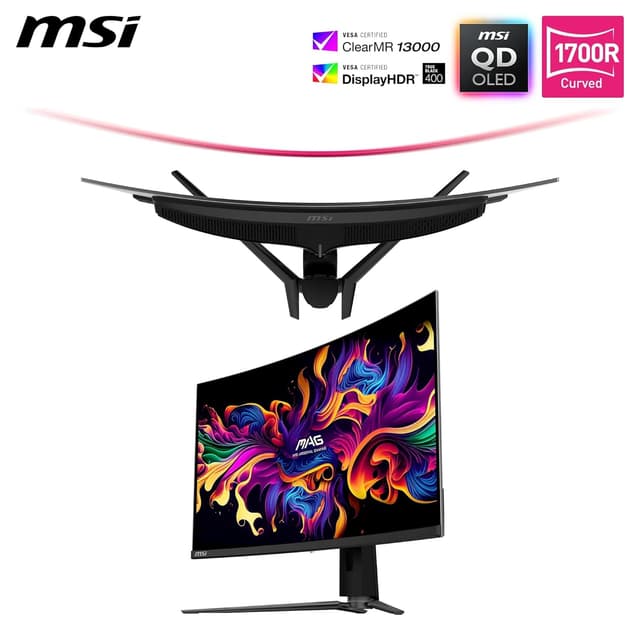 Detalle de MSI MPG 321CURX QD-OLED 32 Inch UHD Curved Gaming Monitor (1700R) with 240Hz, HDMI 2.1 and USB Type-C