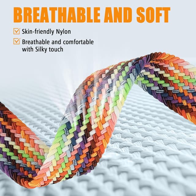 Detalle de HITZEE Nylon Braided Straps for Samsung Galaxy Watch8 (40/44mm) & Watch8 Classic 46mm – Pride Edition with Magnetic Clasp