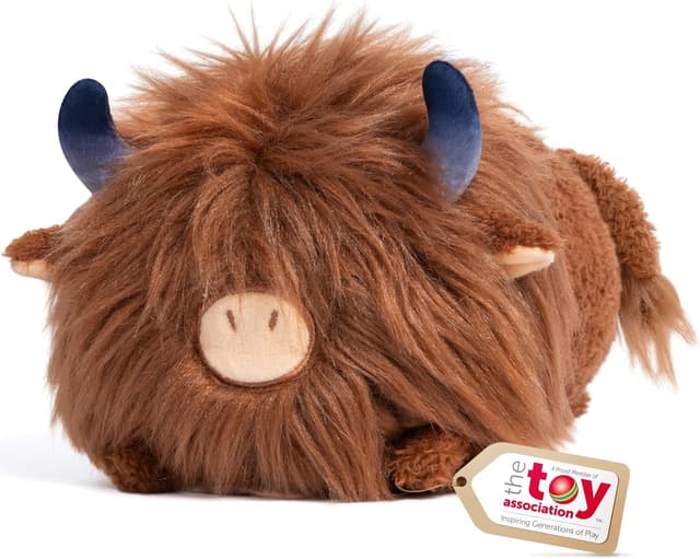 Detalle de MeWaii 8-inch Soft Highland Cow Plush Pillow – cuddly squishy stuffed toy for hugs