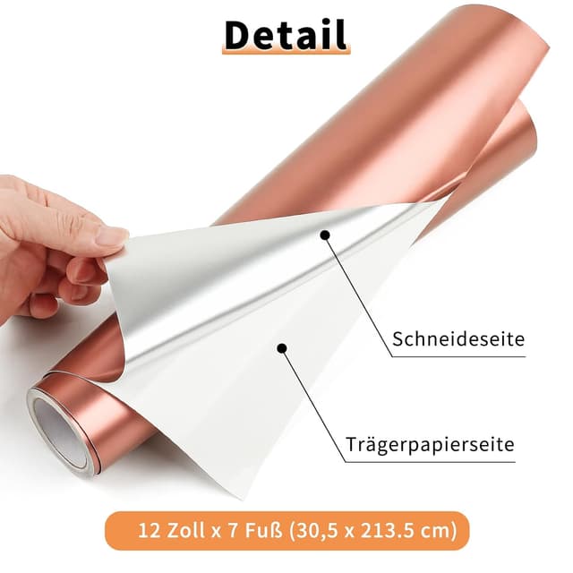 Detalle 2 de IModeur galvanisierte Plotterfolie Vinyl Roségold matt – 30,5 x 214 cm (selbstklebend für Silhouette Cameo)