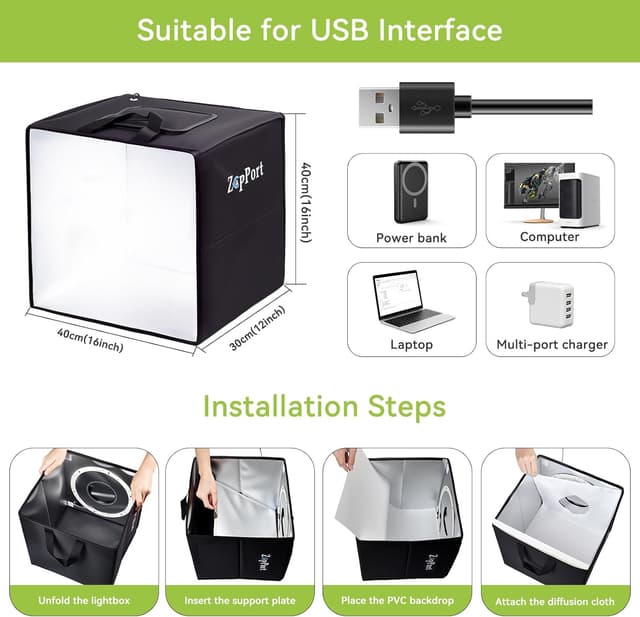 Thumbnail 5 de Photo Light Box 40x40cm with 120 LEDs