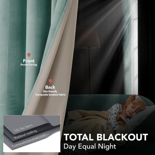 Thumbnail 4 de Deconovo Cortinas Opacas Térmicas Azul Nórdico 140x175cm 🏡