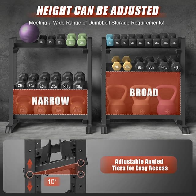 Detalle de 3-Tier Dumbbell Rack 1100LB Capacity Weight Rack ๐