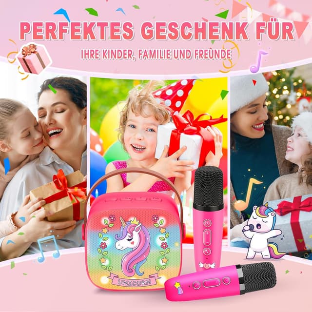 Thumbnail 6 de Dislocati Mädchen-Karaoke-Set mit Bluetooth: 2 Kinder-Mikrofone, DSP & LED-Lichter (3–12 Jahre)