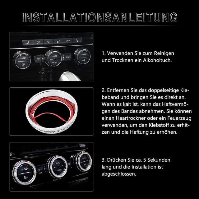 Thumbnail 6 de BlingOOSE Glitzer Knopfabdeckung VW Klimabedienung