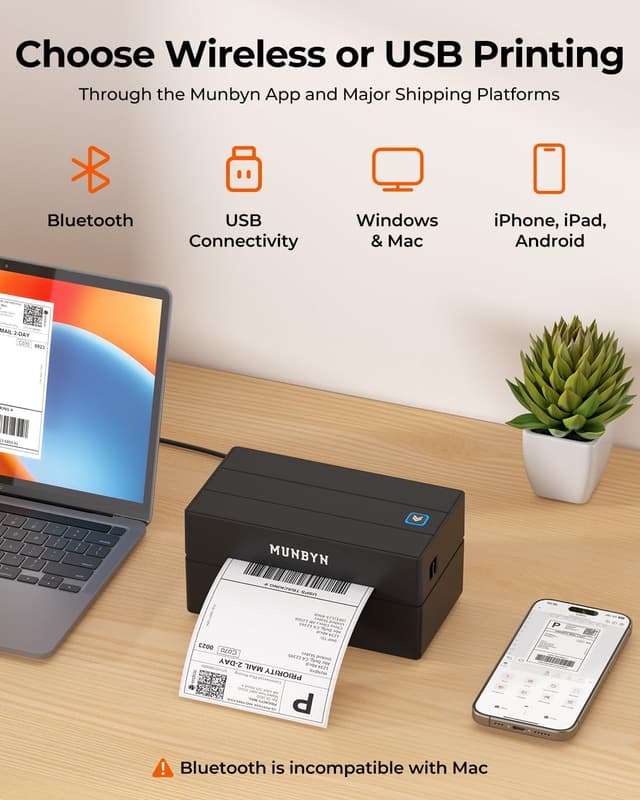 Detalle de MUNBYN 130B thermal label printer 4x6 with 25 labels 🖨