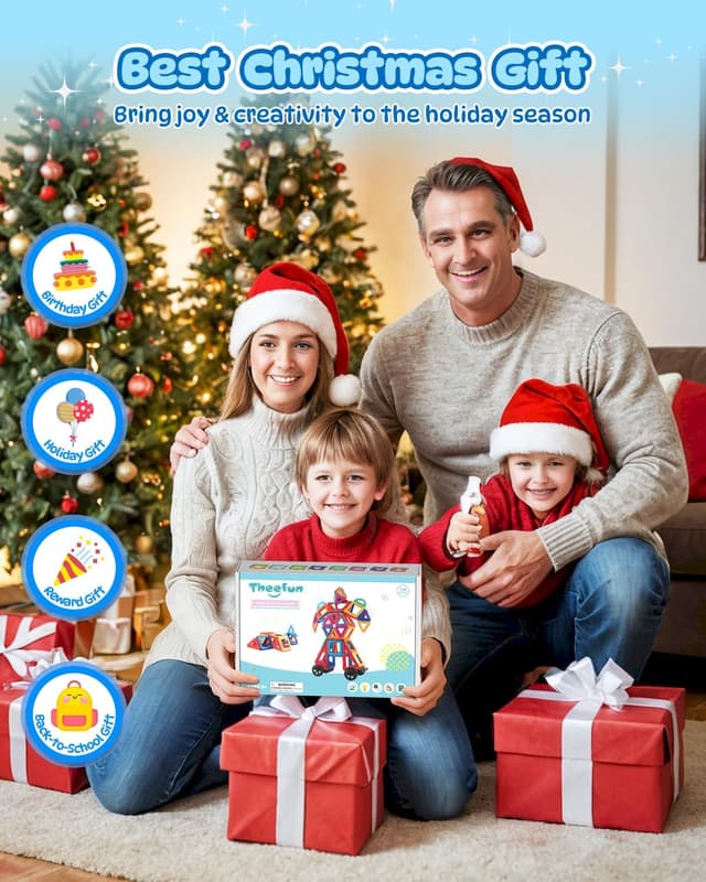 Detalle 2 de Theefun 136PCS Magnetic Tiles for Kids