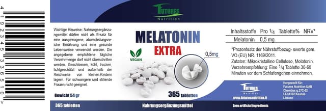 Detalle 2 de Melatonin Tabletten 0,5 mg von Futures Nutrition