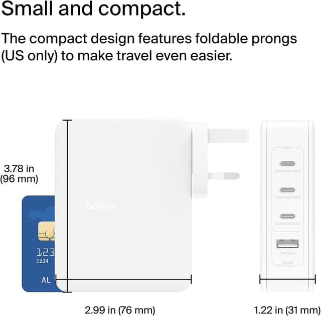 Thumbnail 6 de Belkin 140W 4-Port GaN Wall Charger — Fast USB-C charger