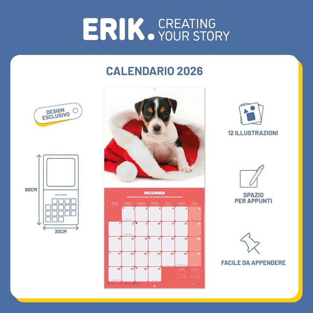 Thumbnail 2 de Grupo Erik Calendario muro 2026 Cuccioli 30x30 cm 📅
