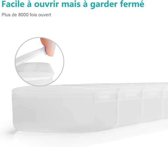 Detalle 2 de FHORAIN pilulier hebdomadaire 7 jours avec grande boîte et étiquettes des jours gravées