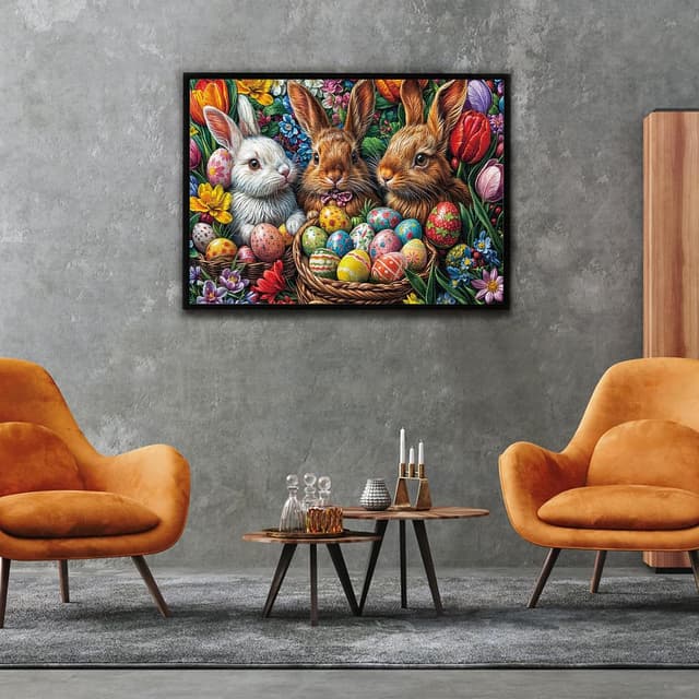 Detalle de MOJIGE 1000-Piece Adult Jigsaw Puzzle (Easter Bunny Theme) – Challenging 70 cm x 50 cm