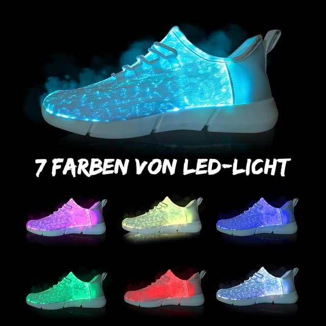 Detalle de Shinmax Chaussures LED lumineuses rechargeables USB – baskets à fibre optique unisexes (7 couleurs, 4 modes)