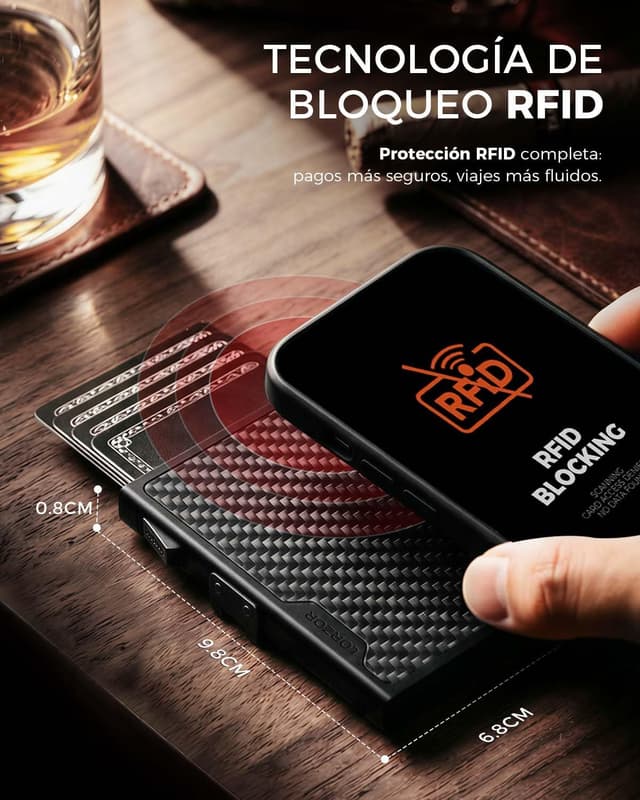 Thumbnail 5 de LORZOR Cartera Tarjetero RFID Fibra de Carbono