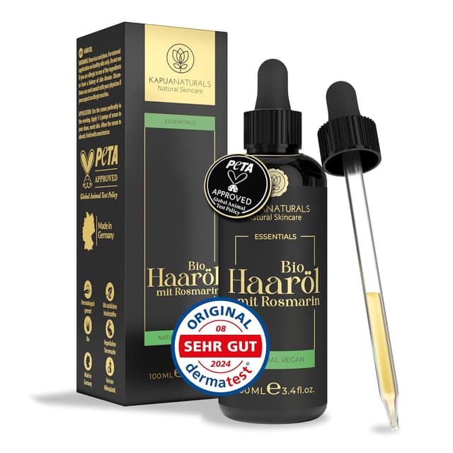 Detalle de BIO Rosmarinöl Haare 100 ml – Haarserum mit Hyaluronsäure & Biotin gegen Haarausfall