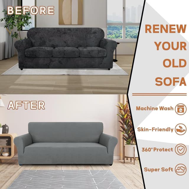 Detalle 2 de Ystyle Copridivano 2 posti con braccioli elasticizzato antigraffio per gatti, grigio chiaro