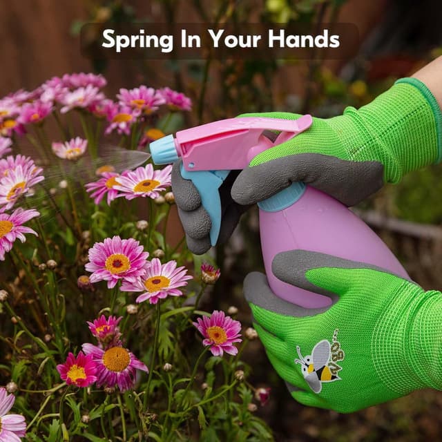 Detalle de Vgo... 3 paia guanti da giardinaggio per bambini 3-9 anni, lattice grip traspirante (taglia XS, verde)