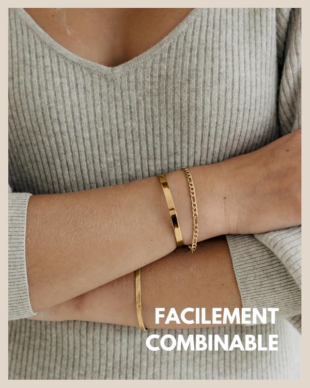 Detalle 2 de Set de bracelets acier 316L ajustables 15,5–19,5 cm