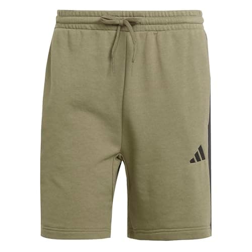 Detalle de adidas Hombre Essential Three Stripes French Terry Short Olive Strata/Black (M)