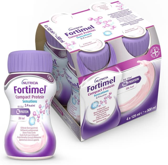 Detalle de NUTRICIA Fortimel Compact Protein Sensation – Integratore ipercalorico e iperproteico da bere, 4x125 ml