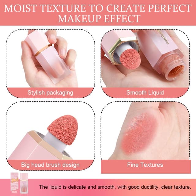 Detalle de LOPHE Blush Stick (3er-Set) flüssiges, mattes & wasserfestes Rouge Beauty Wand – für ein natürliches, langanhaltendes Finish (01+02+03)