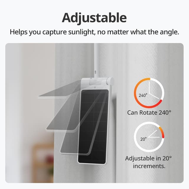 Detalle de SwitchBot Caricabatterie Solare per Tenda: pannello solare per SwitchBot Curtain 3 U Rail