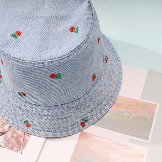 Detalle 2 de MILAKOO Fischerhut Damen Sommer faltbar – Unisex Bucket Hat aus Baumwolle/Denim mit Stickerei