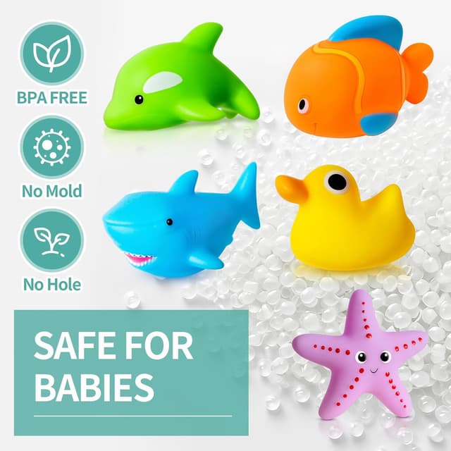 Detalle 2 de No Hole No Mould Baby Bath Toys 9pcs for Toddlers