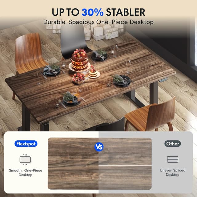 Detalle de FLEXISPOT 2 moteurs bureau assis-debout électrique 180x80 (une pièce) – double moteur, mémoires et retour anti-obstacle