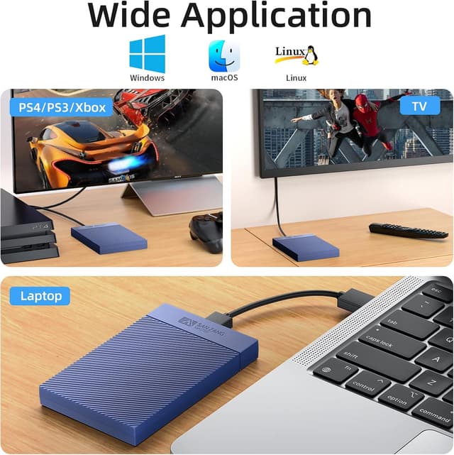 Detalle 2 de Enclosure per disco rigido 2,5" USB 3.0 senza attrezzi (USB-C a A) con supporto UASP e Trim, blu