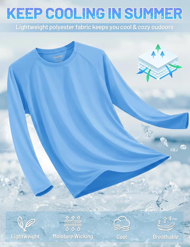 Detalle de TACVASEN Men’s UPF 50+ long sleeve UV protection T-shirt for hiking and outdoor wear