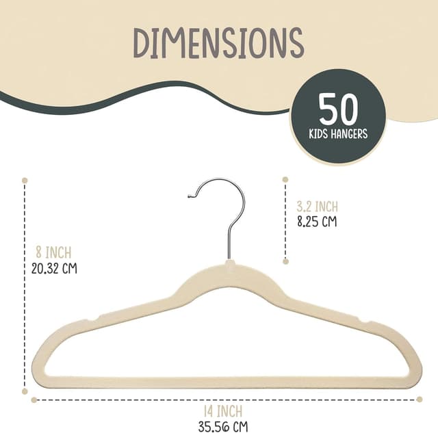 Thumbnail 1 de TechZoo 50 Premium Kids Velvet Hangers 14" — Non-Slip