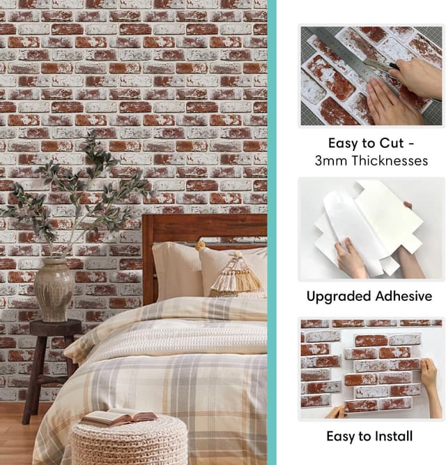 Thumbnail 5 de Paneles de Pared 3D Ladrillo efecto piedra autoadhesivo