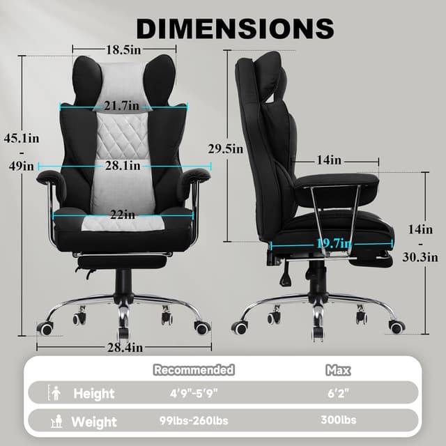Detalle de GTPLAYER sedia gaming ergonomica, 135°