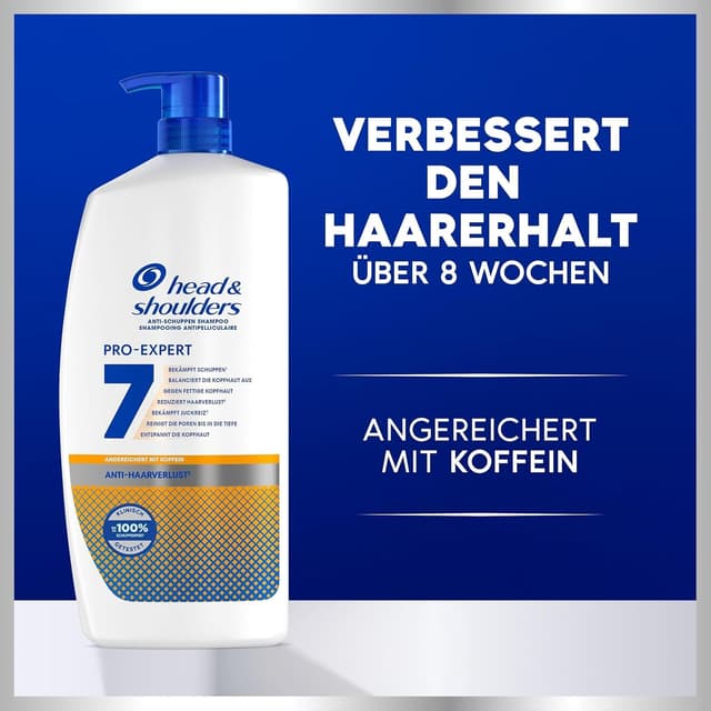 Detalle de Head & Shoulders PRO-EXPERT 7 Anti-Haarverlust Anti-Schuppen-Shampoo mit Koffein (800 ml, Pumpe)