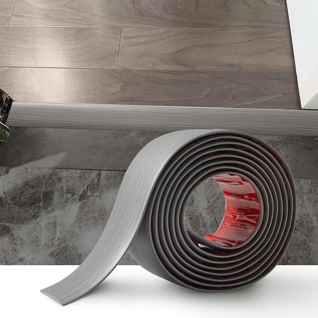 Detalle de Zayejod 6m Self-Adhesive PVC Floor Transition Strip (Laminate Edge Trim, 5cm) – Grey Wood Grain