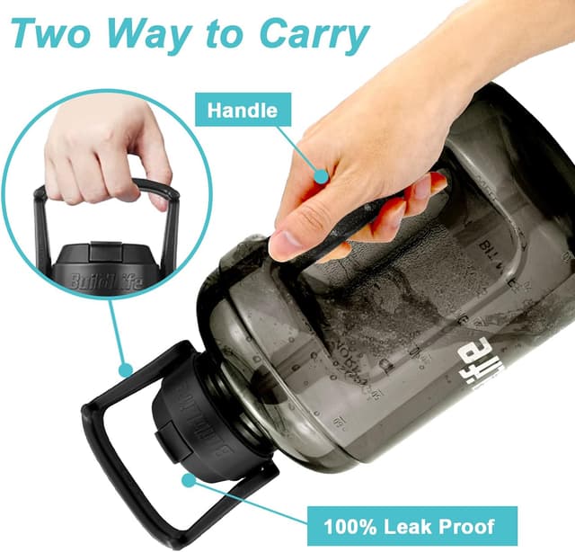 Detalle 2 de BuildLife Motivational Water Bottle 2.2L large jug with straw 💧