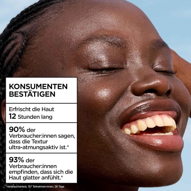 Detalle de Garnier Ambre Solaire Super UV UV-Water-Fluid LSF 50 – erfrischende Sonnencreme für das Gesicht, Dry-Touch, unsichtbares Finish, 40 ml