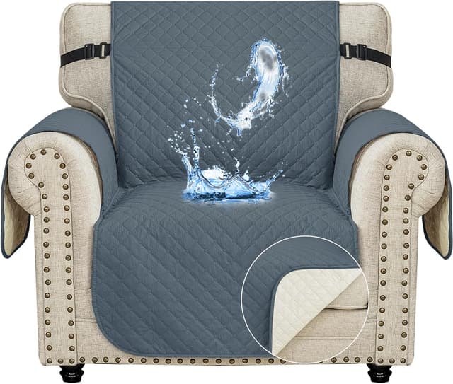 Detalle de Ystyle Trapuntato Natalizio Copridivano 1 posto con braccioli Estivo impermeabile antigraffio per gatti e cani, blu grigio