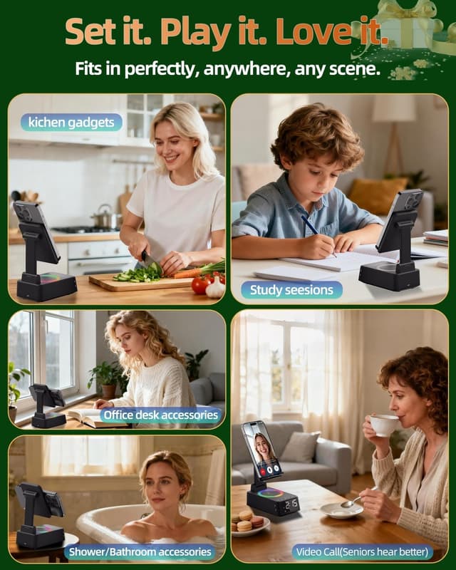 Thumbnail 6 de Caulikine 6-in-1 Alarm Clock with Bluetooth Speaker, Phone Stand, White Noise & Ambient Light