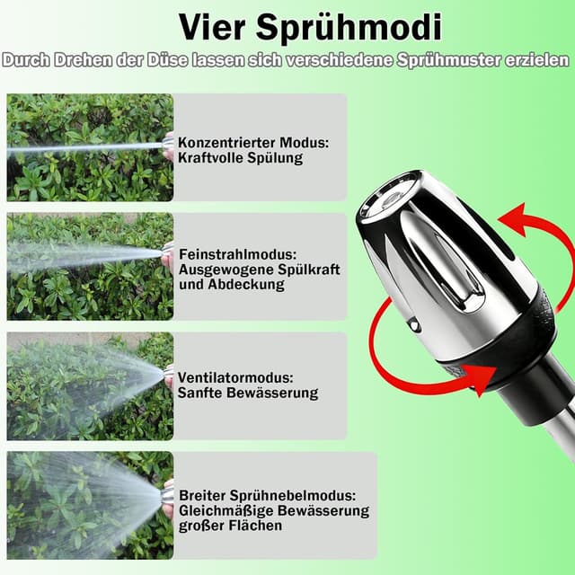 Detalle de FLYGRRIV Power Jet Hochdruckpistole für Gartenschlauch – 360° drehbare Düse mit einstellbarem Wasserdruck