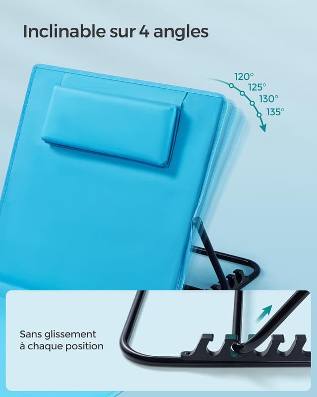 Thumbnail 5 de SONGMICS Lot de 2 transats bleu ciel